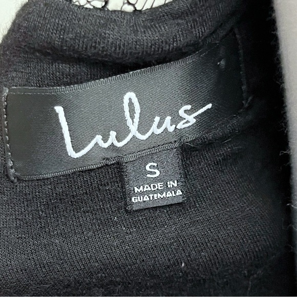 Lulu’s Halter Open Back Lace Trim Little Black Skater Dress Small - Picture 7 of 8